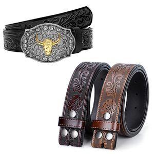 8861 Western Belts For Woman, 1 Cowboy Belt Buckle & 3 Straps